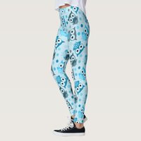 Cute cyan colorful owl pattern leggings