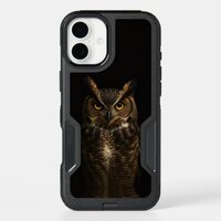 Black 4 Luxe iPhone 16 Plus Case, Golden Eye Owl