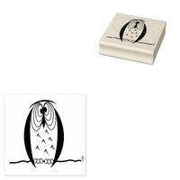 Kooky Cartoon Owl Square Wooden Rubber Art Stamp