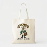 Botto Ancient Wisdom Wizard Magic Potion Owl Retro Tote Bag