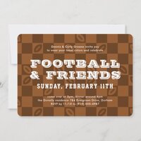 Football Checkerboard Big Game Watch Party Invitation