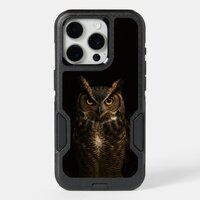 Black 4 Luxe iPhone 15 Pro Case, Golden Eye Owl