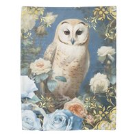 Owl and Roses Duvet Cover