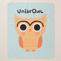 UnibrOwl Unibrow Owl | Funny Cute Eyebrows Owl Sherpa Blanket