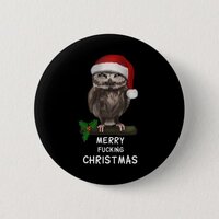 Merry Ing Christmas Owl (d010-0514a)  Button