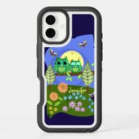 Cute Owls in Summer land & custom Name iPhone 16 Mini Case