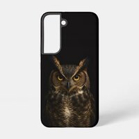 Black 4 Luxe Galaxy S22 Case, Golden Eye Owl Samsung Galaxy S22 Case