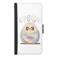 Vibrant Colorful Owl with Text Samsung Galaxy S5 Wallet Case