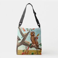 Autumn Owl Maple Tree Wildlife Art Crossbody Bag