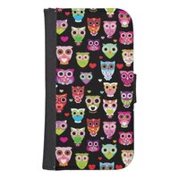 cute colourful owl kids pattern wallet phone case for samsung galaxy s4