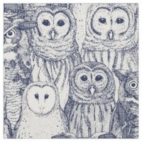 owls NC blue Fabric