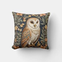 Beautiful Vintage Barn Owl William Morris Inspired Throw Pillow