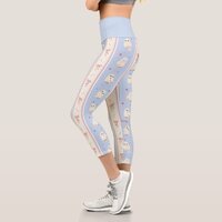 Hedwig Owl Post Stripe Pattern Capri Leggings