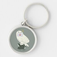 Hedwig With Letter Whimsical Drawing Keychain
