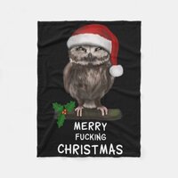 Merry Ing Christmas Owl (d010-0514a)  Fleece Blanket