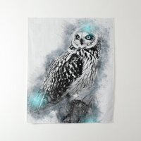 Cool Owl | Abstract Watercolor Owl | Clolorful Gif Tapestry