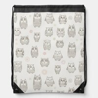 Pattern with owls drawstring bag