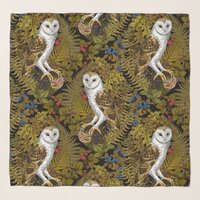 Owls, ferns, oak and berries 2 scarf