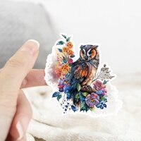 Owl in Spring Flowers Sticker