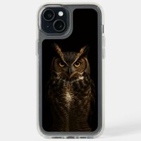 Black 4 Luxe iPhone 15 Plus, Golden Amber Eye Owl Plus Case
