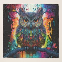 Psychedelic Fantasy Hippy Owl Scarf