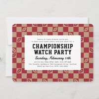 Maroon Football Check Big Game Watch Party Invitation