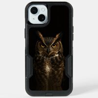 Black 4 Luxe iPhone 15 Plus Case, Golden Eye Owl Case