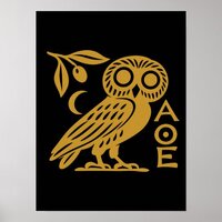 Owl of Athena Athenian Coin Ancient Greek Symbol Poster