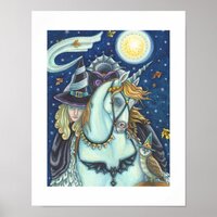 SLEEPY HOLLOW WITCH UNICORN OWL, HALLOWEEN FANTASY POSTER