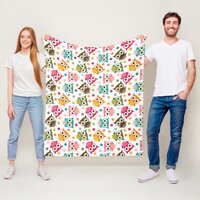 Cute multicolor owl pattern fleece blanket