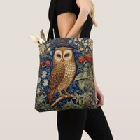 Owl in the garden William Morris style Tote Bag