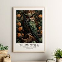 William Morris Vintage Owl with Blossoms Poster