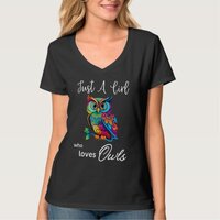 Just A Girl Who Loves Owls Adorable Cute Owl 1 T-Shirt