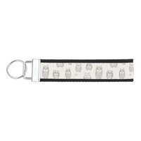 Pattern with owls wrist keychain