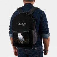 Majestic winter snowy owl monogram custom name printed backpack