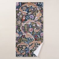 Owl and Flowers, William Morris Bath Towel