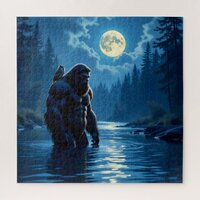 Bigfoot with an Owl on his Shoulder Jigsaw Puzzle