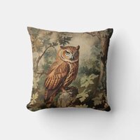 Majestic Owl in a Forest Throw Pillow