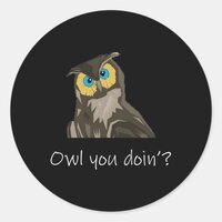 Owl Animal Owl You Doin Owl Sayings Classic Round Sticker