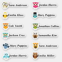 Clever Owls Custom Multiple Name Stickers
