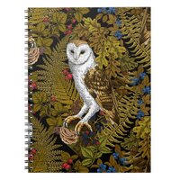 Owls, ferns, oak and berries 2 notebook