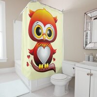 Baby Owl Love Heart Cartoon  Shower Curtain