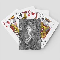 Owls, ferns, oak and berries 4 poker cards