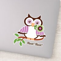 Hoot Hoot! Cute spring owl floral Sticker