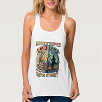 Bookkeeper Day Witch Night Halloween Owl Books Pum Tank Top