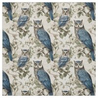 Create Your Own Vintage Blue Owls Fabric