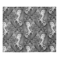 Owls, ferns, oak and berries 4 duvet cover