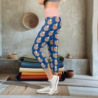 Elegant Blue Vintage Barn Owl Pink Flowers Capri Leggings