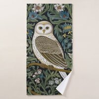 White owl art nouveau style bath towel
