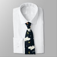 Hedwig Nighttime Moonlight Pattern Neck Tie